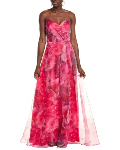 Rene Ruiz Organza Gown In Pink Multi
