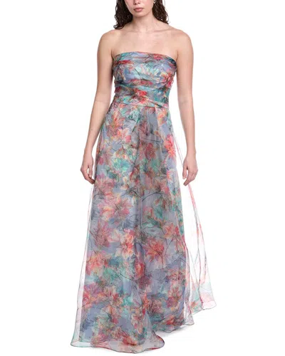 Rene Ruiz Organza Printed Gown In Multi