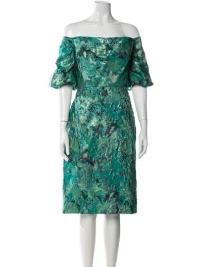 Pre-owned Rene Ruiz Patterned Knee-length Dress W/ Tags In Green