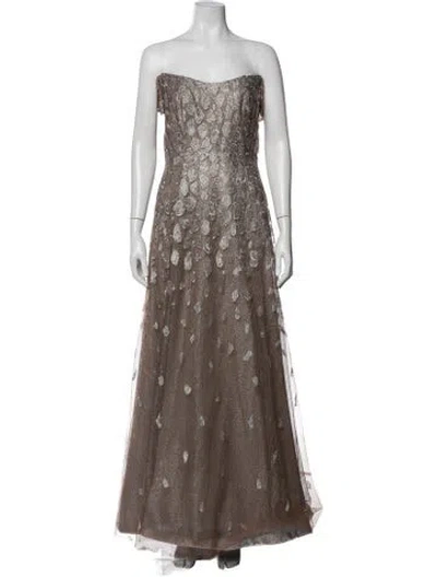 Pre-owned Rene Ruiz Patterned Long Dress In Brown