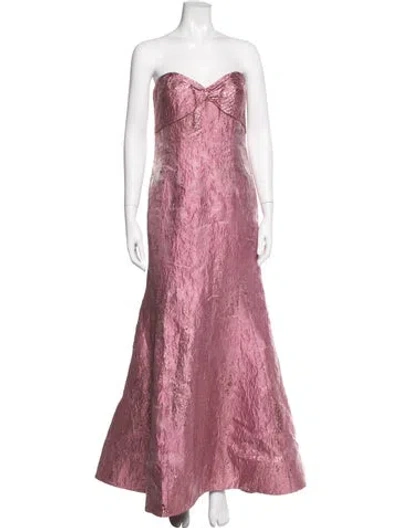 Pre-owned Rene Ruiz Patterned Long Dress In Burgundy