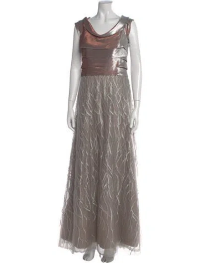 Pre-owned Rene Ruiz Patterned Long Dress In Gray