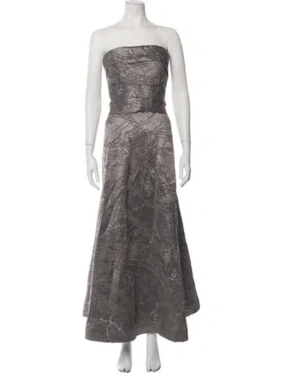Pre-owned Rene Ruiz Patterned Long Dress In Grey