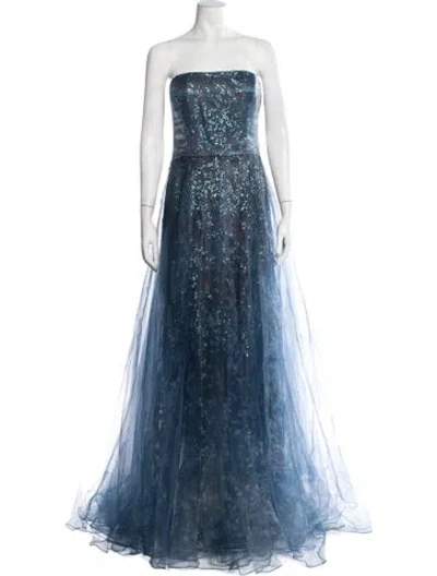 Pre-owned Rene Ruiz Patterned Long Dress W/ Tags In Blue