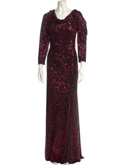 Pre-owned Rene Ruiz Patterned Long Dress W/ Tags In Burgundy