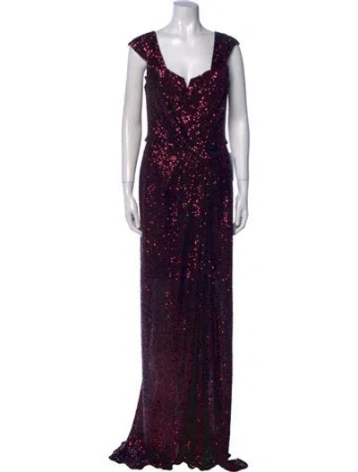 Pre-owned Rene Ruiz Patterned Long Dress W/ Tags In Purple