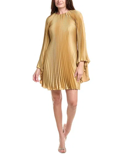 Rene Ruiz Pleated Cocktail Dress In Gold