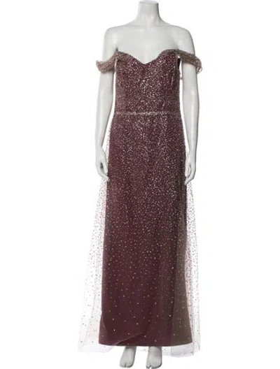 Pre-owned Rene Ruiz Polka Dot Print Long Dress In Burgundy
