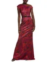 Rene Ruiz Printed Fit & Flare Gown In Red