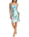 Rene Ruiz Printed Knit Mini Dress In Blue