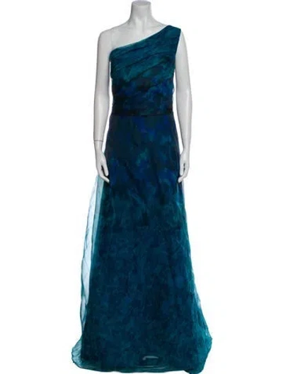 Pre-owned Rene Ruiz Printed Long Dress In Blue