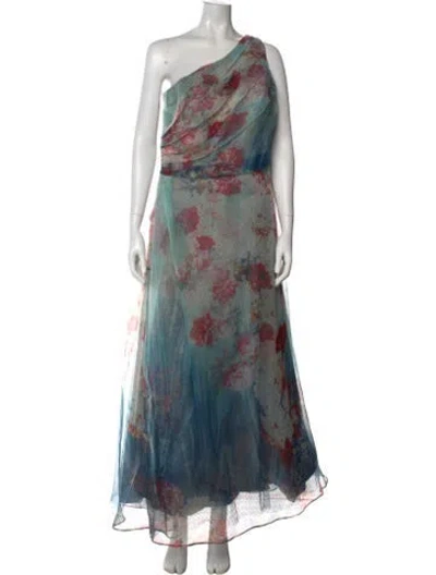 Pre-owned Rene Ruiz Printed Long Dress In Blue