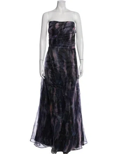 Pre-owned Rene Ruiz Printed Long Dress In Blue