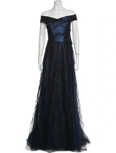 Pre-owned Rene Ruiz Printed Long Dress In Blue