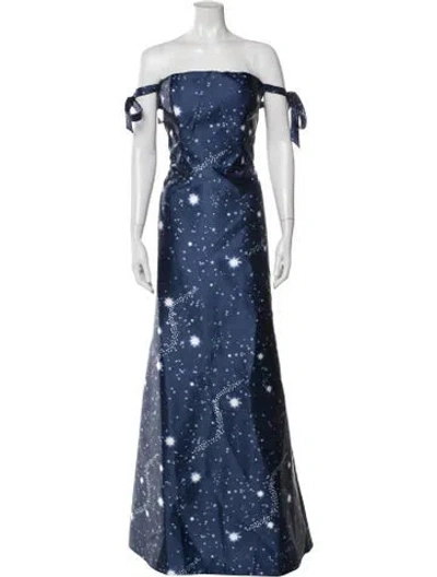 Pre-owned Rene Ruiz Printed Long Dress In Blue
