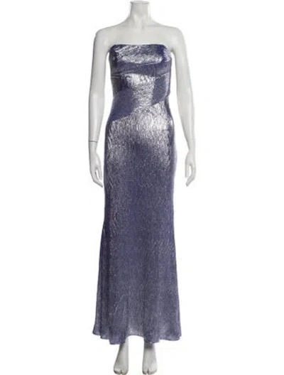 Pre-owned Rene Ruiz Printed Long Dress In Blue