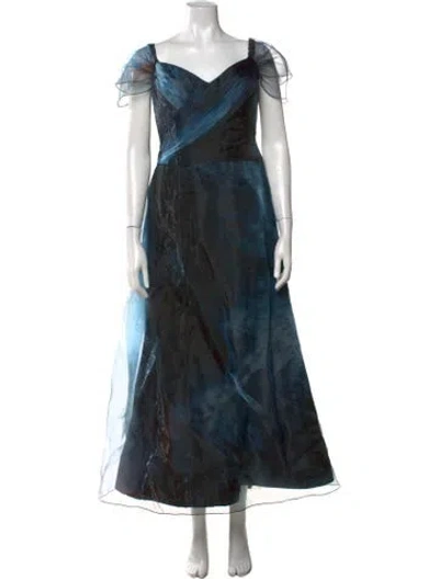Pre-owned Rene Ruiz Printed Long Dress In Blue