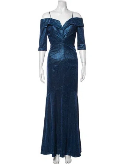 Pre-owned Rene Ruiz Printed Long Dress In Blue