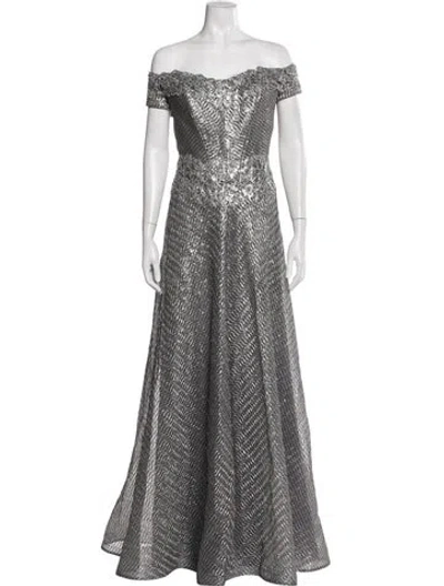 Pre-owned Rene Ruiz Printed Long Dress In Grey