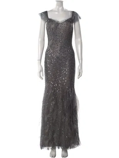 Pre-owned Rene Ruiz Printed Long Dress In Grey