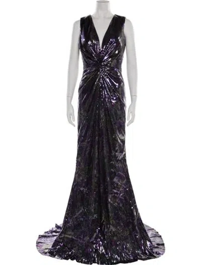 Pre-owned Rene Ruiz Printed Long Dress In Purple