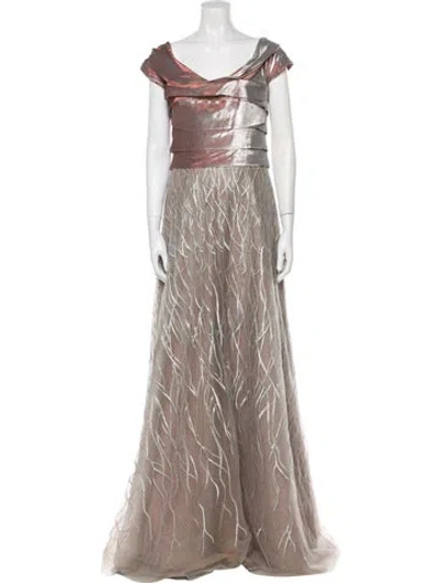 Pre-owned Rene Ruiz Printed Long Dress In Silver