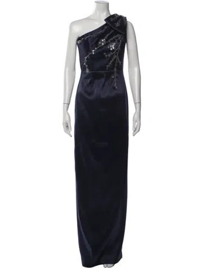 Pre-owned Rene Ruiz Printed Long Dress W/ Tags In Blue