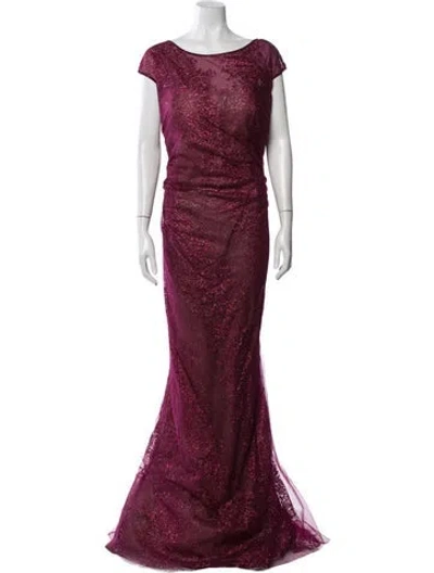 Pre-owned Rene Ruiz Printed Long Dress W/ Tags In Burgundy