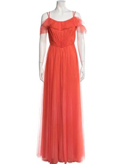 Pre-owned Rene Ruiz Printed Long Dress W/ Tags In Orange
