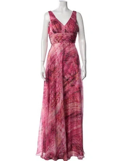 Pre-owned Rene Ruiz Printed Long Dress W/ Tags In Pink