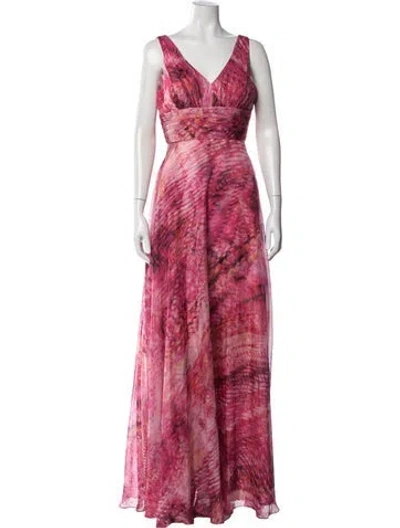 Pre-owned Rene Ruiz Printed Long Dress W/ Tags In Pink