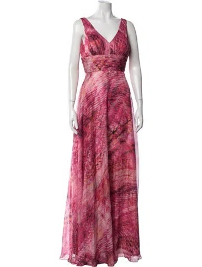 Pre-owned Rene Ruiz Printed Long Dress W/ Tags In Pink