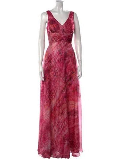 Pre-owned Rene Ruiz Printed Long Dress W/ Tags In Pink