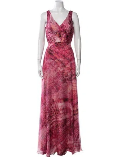 Pre-owned Rene Ruiz Printed Long Dress W/ Tags In Pink