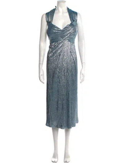 Pre-owned Rene Ruiz Printed Midi Length Dress W/ Tags In Blue