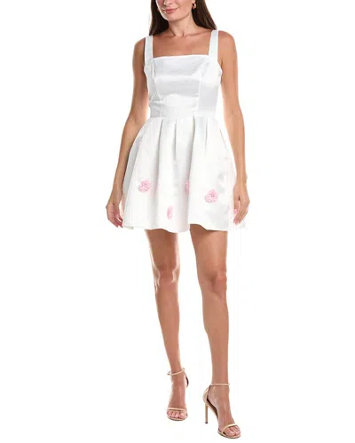 Rene Ruiz Ruffle Sleeve Midi Faille Dress In White