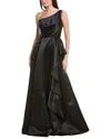 Rene Ruiz Satin A-line Gown In Black