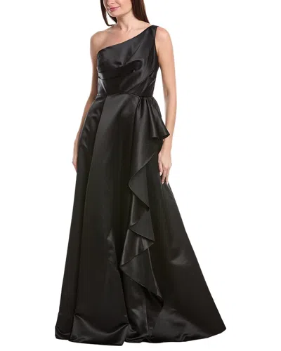 Rene Ruiz Satin A-line Gown In Black