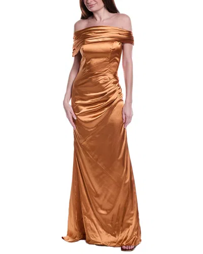 Rene Ruiz Satin Gown In Orange