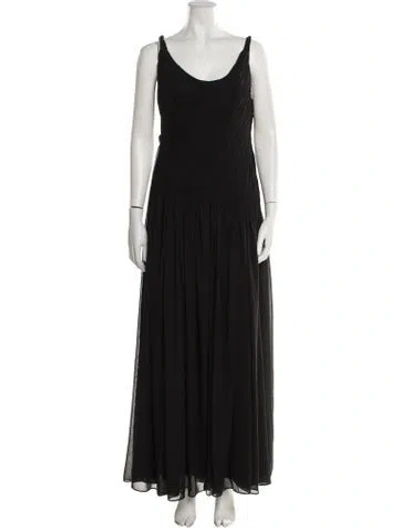 Pre-owned Rene Ruiz Scoop Neck Long Dress In Black