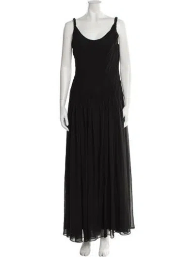 Pre-owned Rene Ruiz Scoop Neck Long Dress In Black