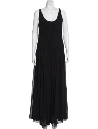 Pre-owned Rene Ruiz Scoop Neck Long Dress In Black