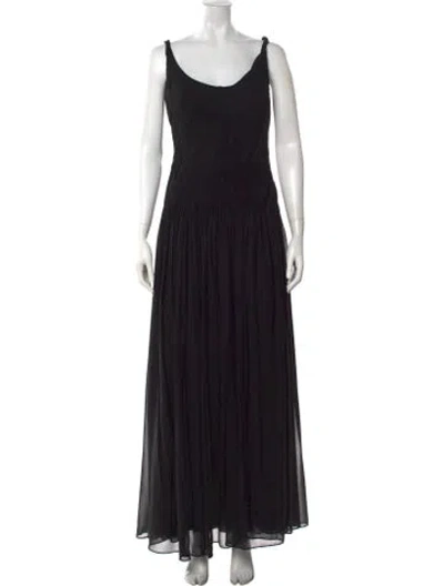Pre-owned Rene Ruiz Scoop Neck Long Dress In Black