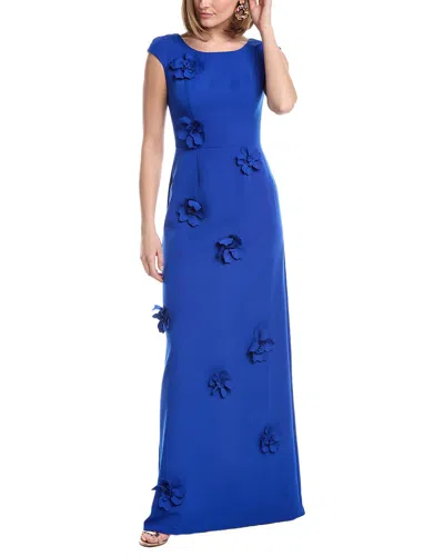 Rene Ruiz Scoop Neck Stretch Gown In Blue