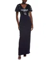 Rene Ruiz Sequin Column Gown In Blue