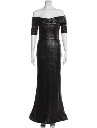 Pre-owned Rene Ruiz Sequin Long Dress In Black