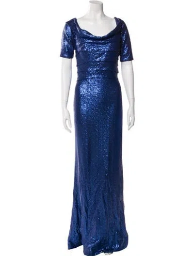 Pre-owned Rene Ruiz Sequin Long Dress In Blue