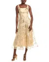 Rene Ruiz Sequin Tulle Midi Dress In Gold