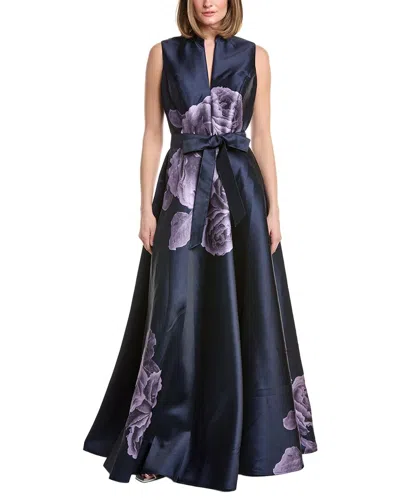 Rene Ruiz Sleeveless Shirt Floral A-line Dress In Blue