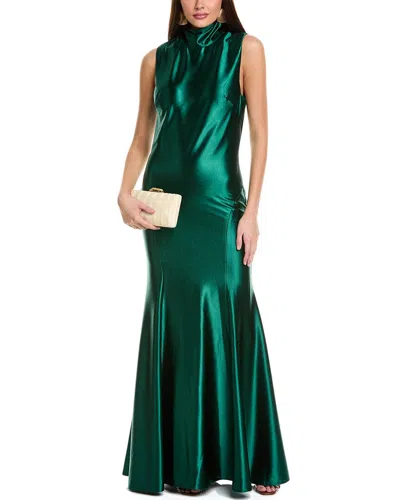 Rene Ruiz Sleeveless Turtleneck Gown In Multi